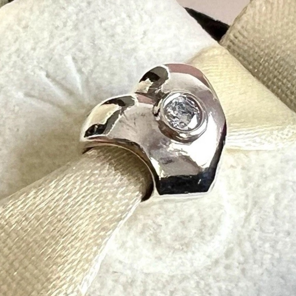Pandora Retired Sterling Silver Heart With Clear CZ's Charm #790134CZ Authentic